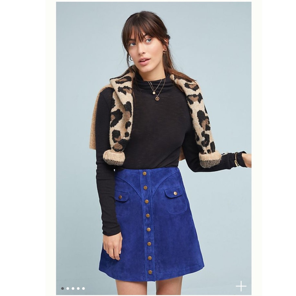 Anthropologie Button Front Mini Skirt
